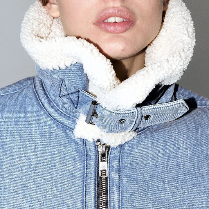 Sherpa Denim Aviator Jacket - Luna Boutique - London