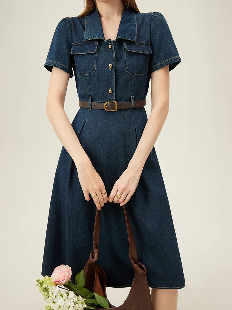 Liora Denim Midi Dress - Luna Boutique - London