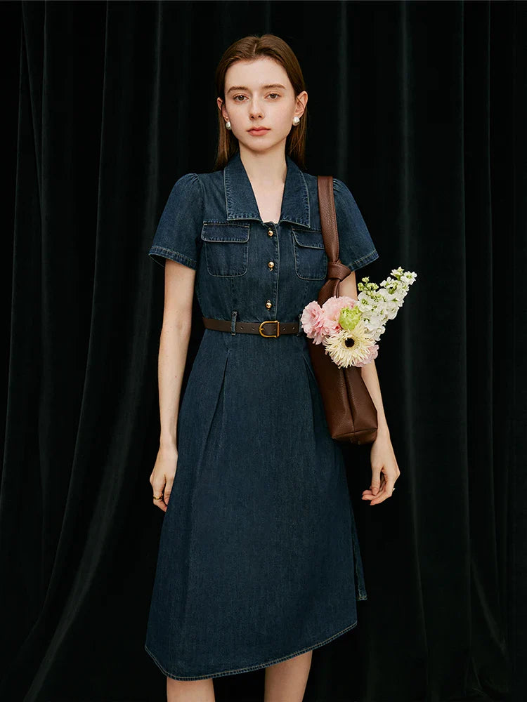 Liora Denim Midi Dress - Luna Boutique - London