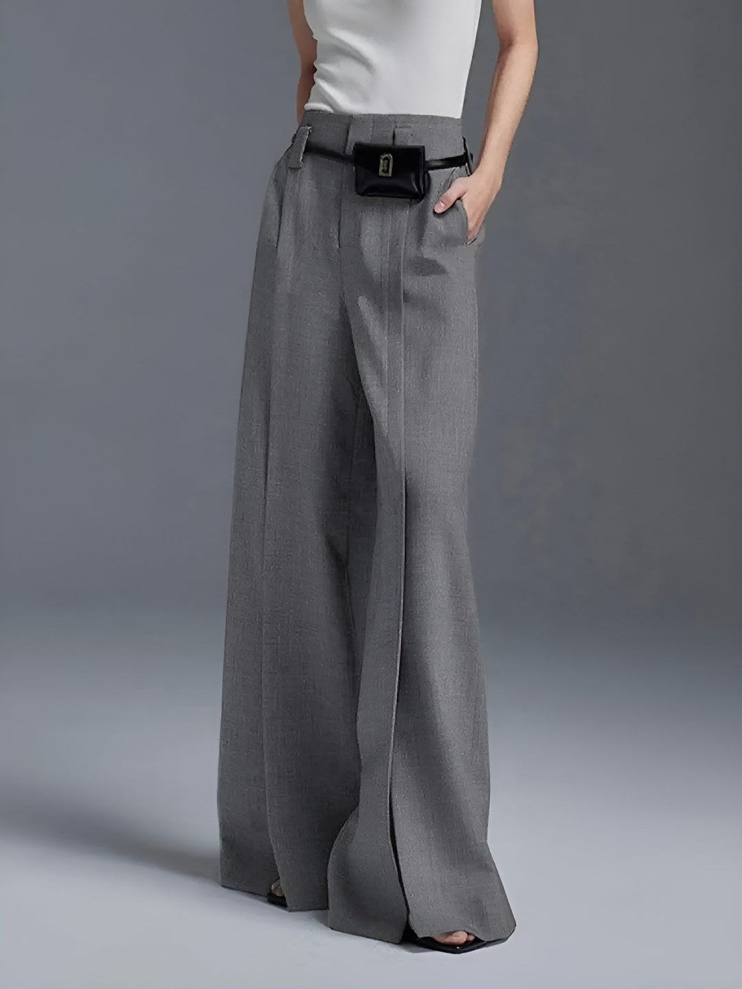 Pleated Split-Front Pants - Luna Boutique - London