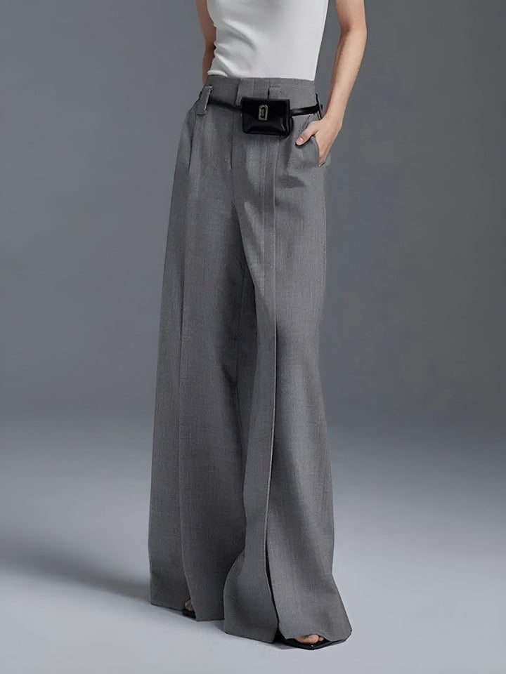 Pleated Split-Front Pants - Luna Boutique - London