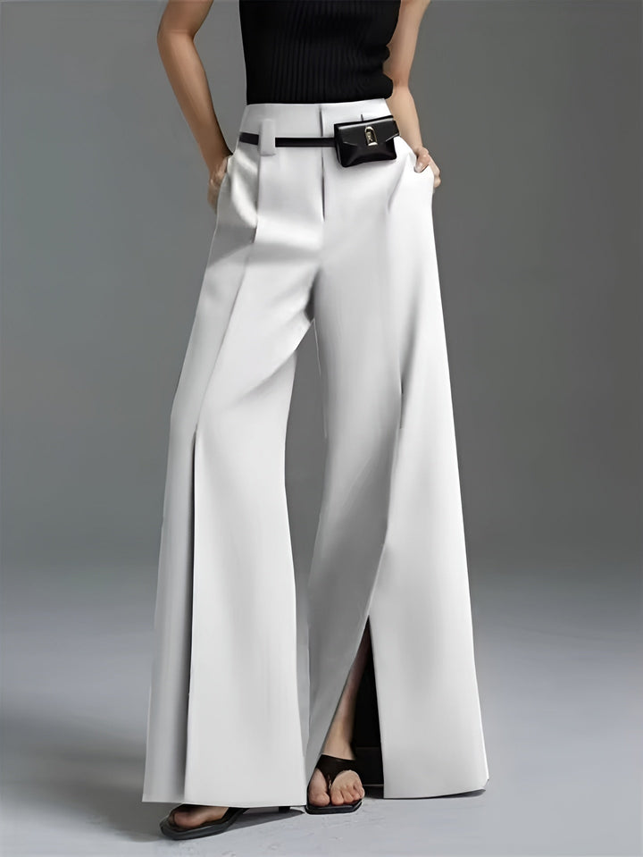 Pleated Split-Front Pants - Luna Boutique - London