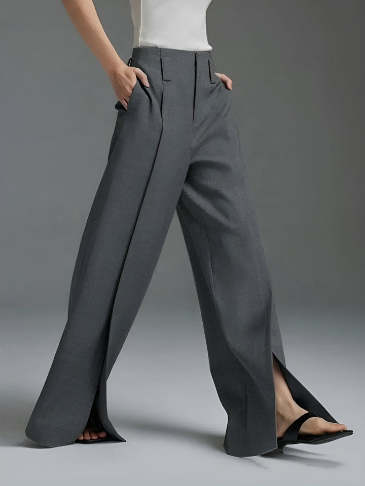 Pleated Split-Front Pants - Luna Boutique - London