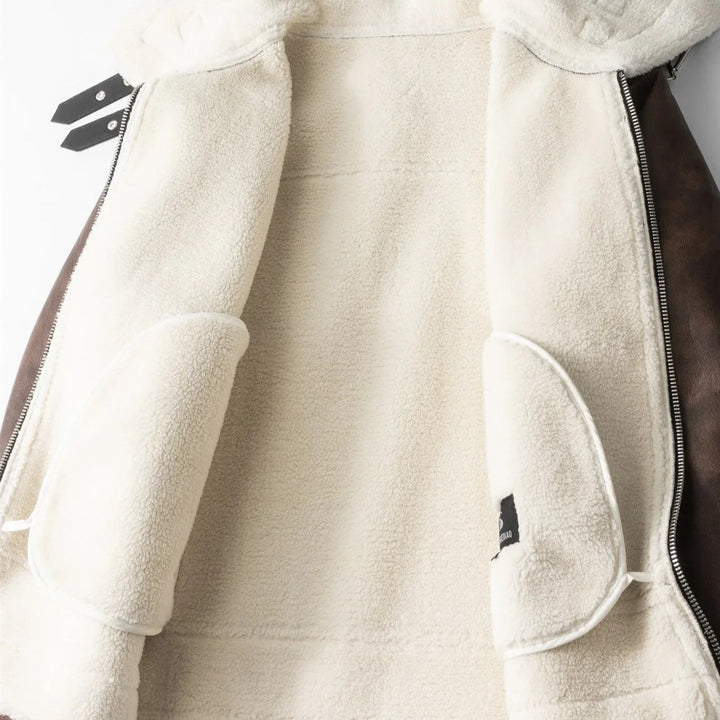 Daniel - Sherpa Lined Leather Jacket - Luna Boutique - London